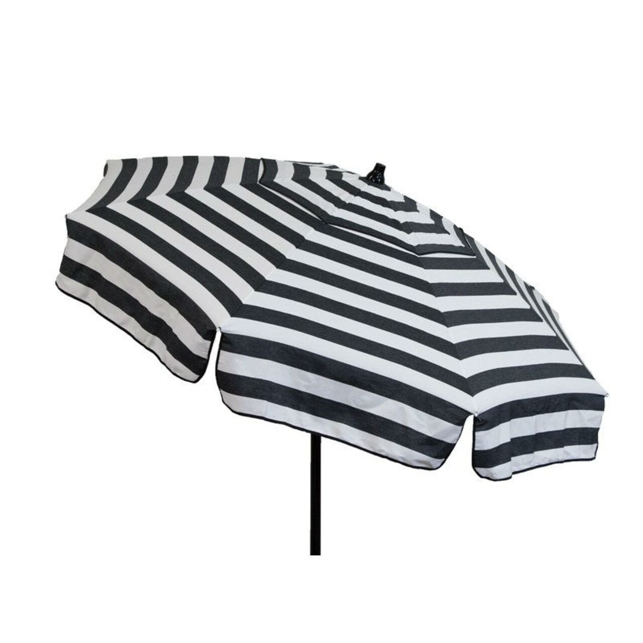 Outdoor 6 Foot Black White Stripe Umbrella with Manual Tilt Lift